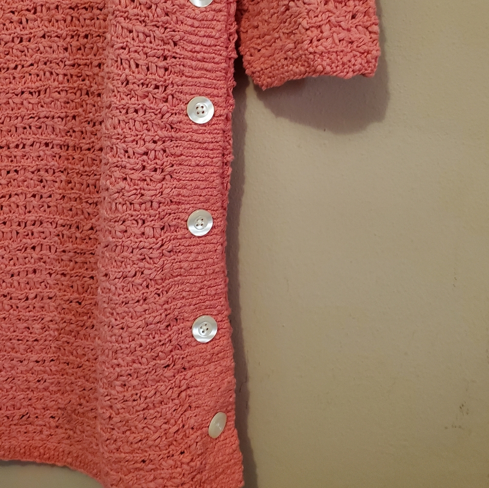 J.Jill Open-Stitch Side Button Sweater - Shrimp (… - image 5